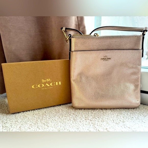 Coach Metallic Gold (Champagne) File Crossbody Bag - Picture 1 of 10